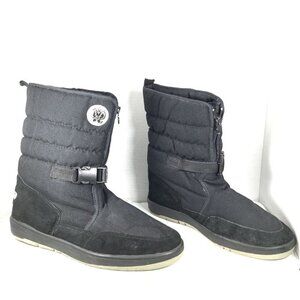 Khombu Women Winter Snow Boots Zipper Closure Buckles Black Size 12